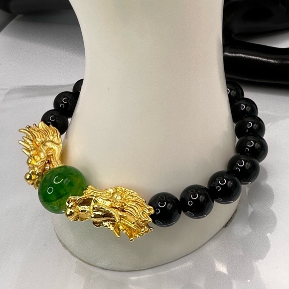 ONYX + AGATE NATURAL STONES BRACELET size 7.5” - Picture 7 of 9